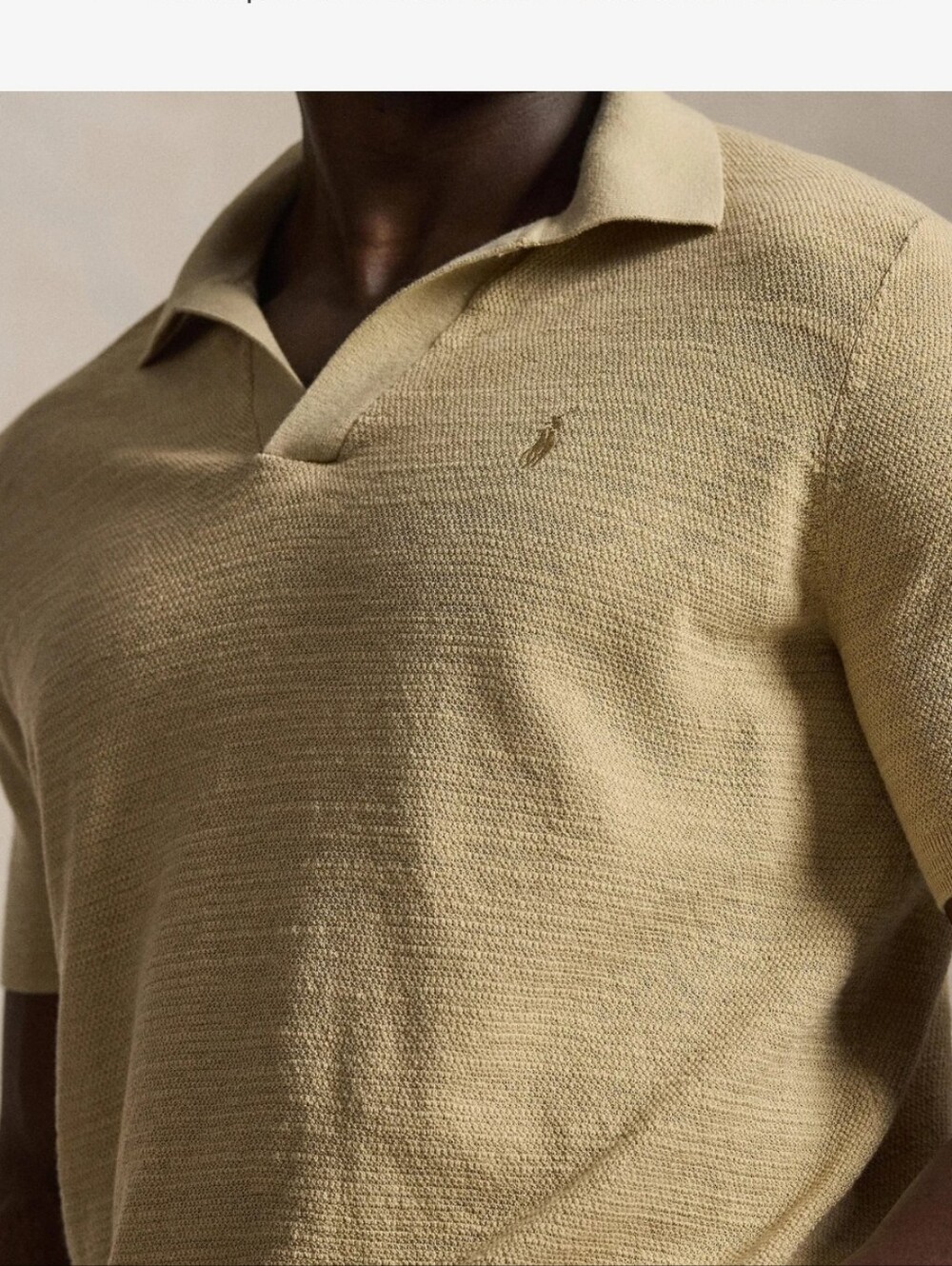 Polo Ralph Lauren Men's Cotton-Linen Johnny-Collar Sweater Tan Medium